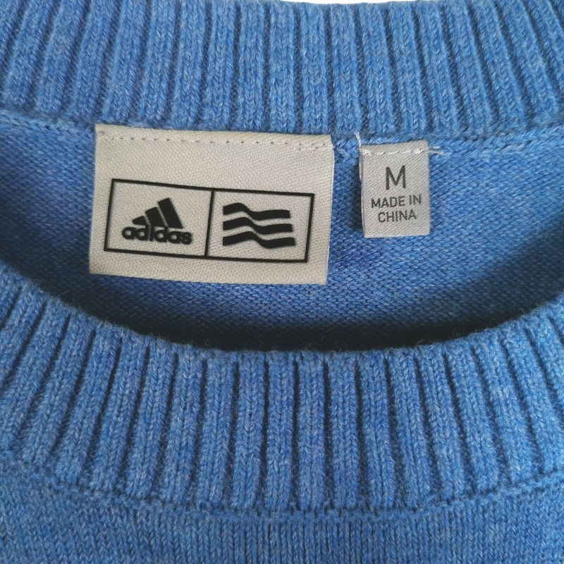 Men’s Adidas Climate Proof Crew Neck Long Sleeve Blue Pullover Sweater Sz M gallery