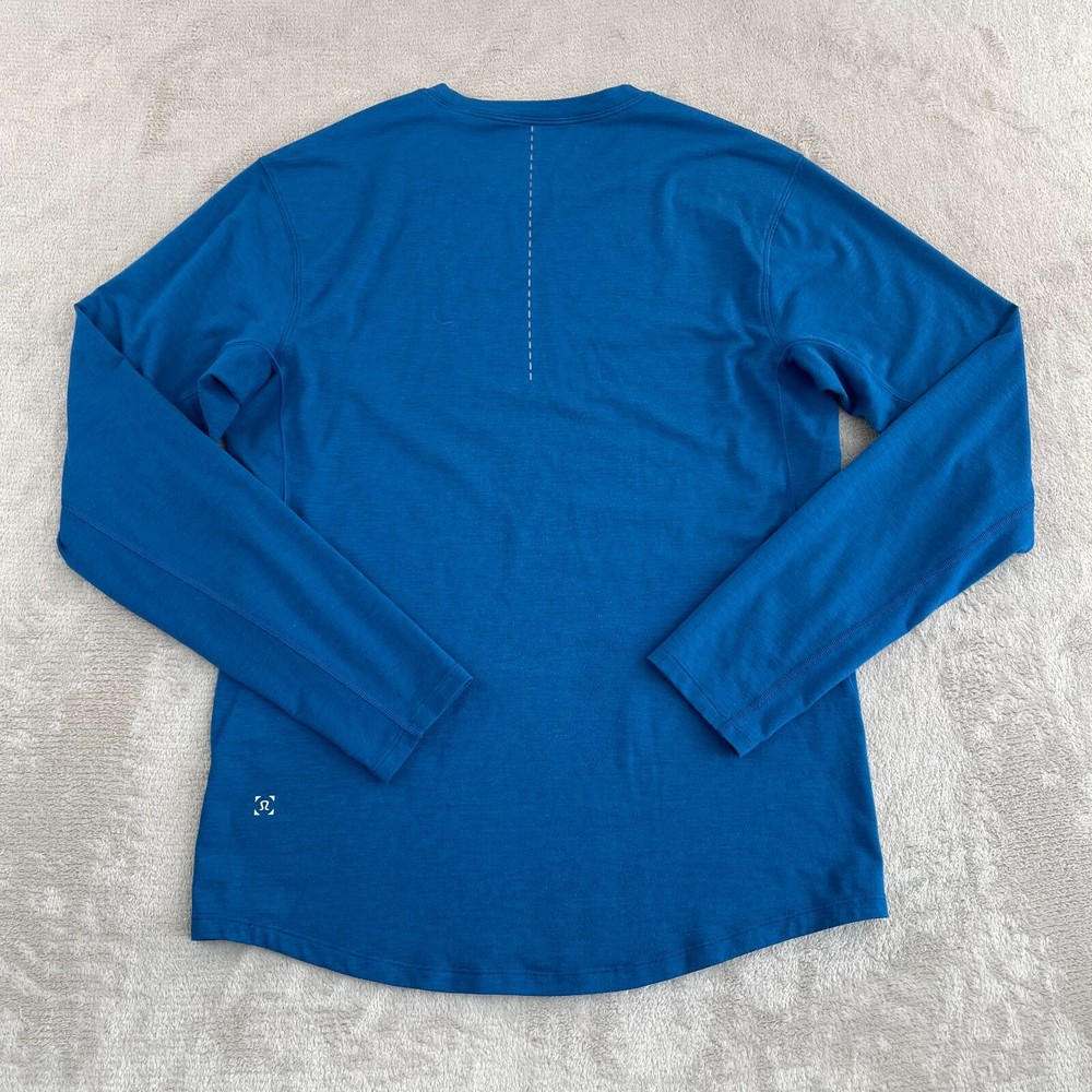 Lululemon Somatic Shirt Men Small Blue Long Sleeve Reflective Line Activewear