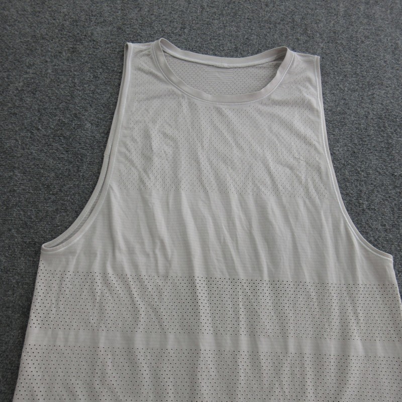 Lululemon Tank Top Mens Medium White Mesh Sleeveless Athletic Running Workout gallery