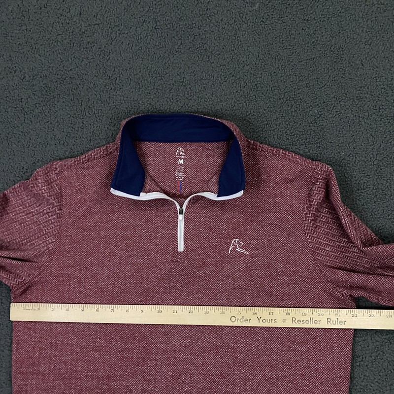 Rhoback Performance Q Zip Pullover size Medium Red Logo Herringbone Sweater Golf gallery