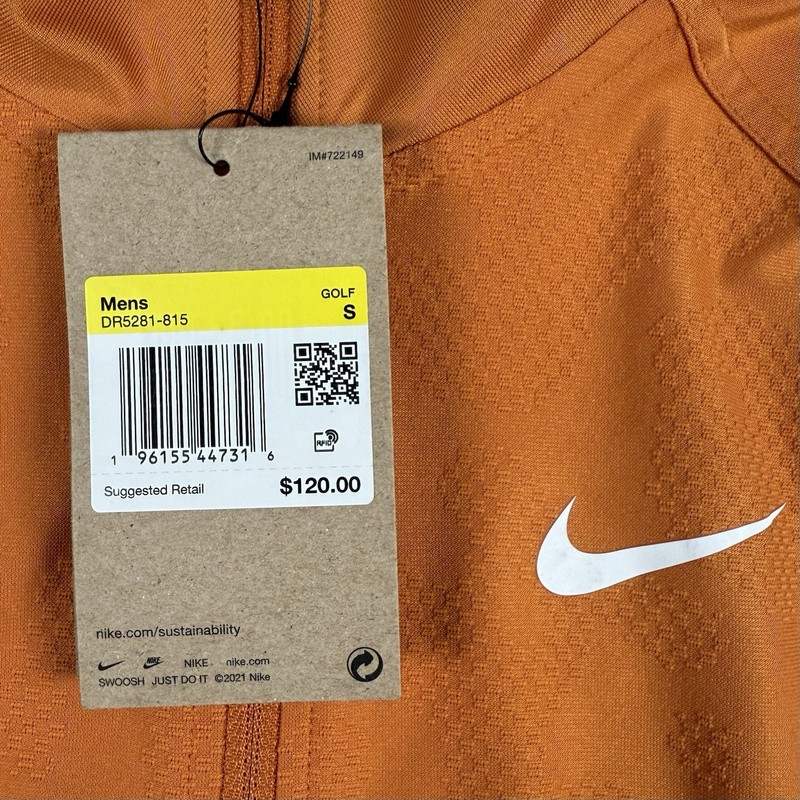 NWT Nike Dri-Fit ADV Men's S Tour Vapor 1/4 Zip Orange Golf Pullover DR5281-815 gallery