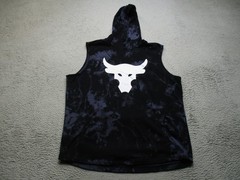 Under Armour Project Rock Hoodie Mens XL Black Sleeveless Bull Graphic