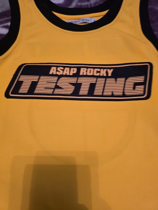 $100.Headgear Classics A$AP Rocky size XL Testing Basketball Jersey Yellow/Black gallery
