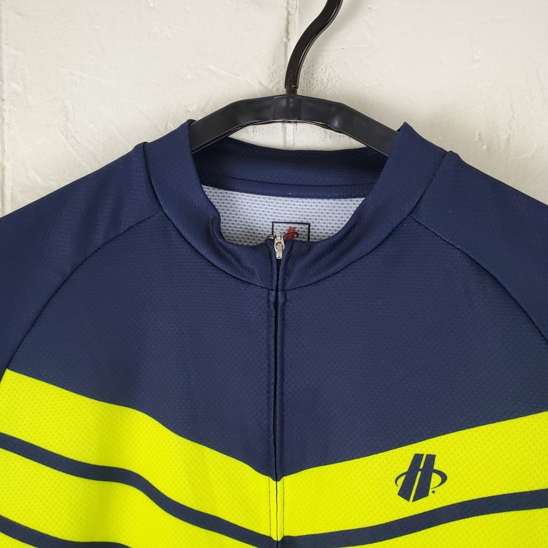Hincapie Cycling Shirt Mens Large Blue Mock Neck Short Sleeve Logo Pocket gallery