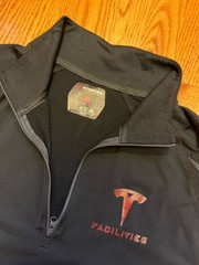 Tesla Facilities Logo 1/4 Zip Pullover Long Sleeve Shirt XL Black Electric Car