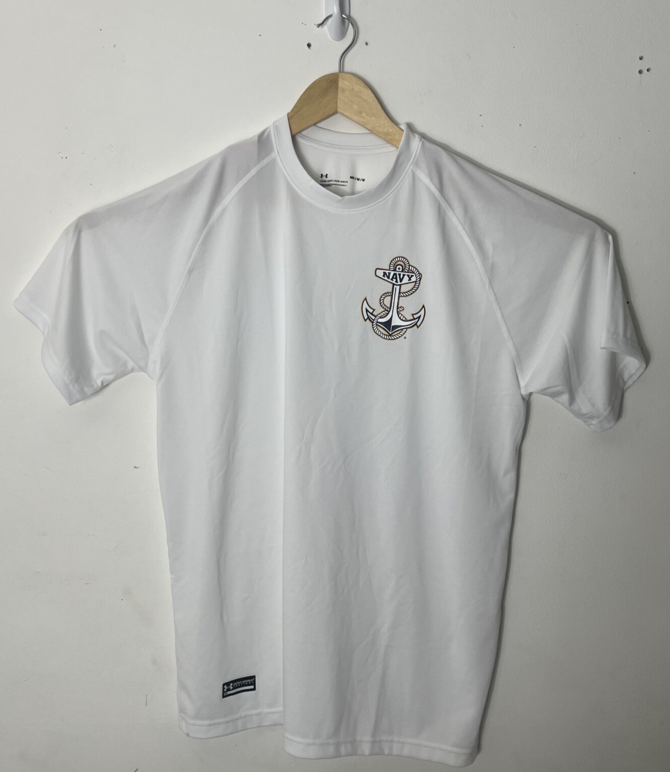 Under Armour Men's T-Shirt Short Sleeve Navy Anchor White Logo Graphic Size M gallery