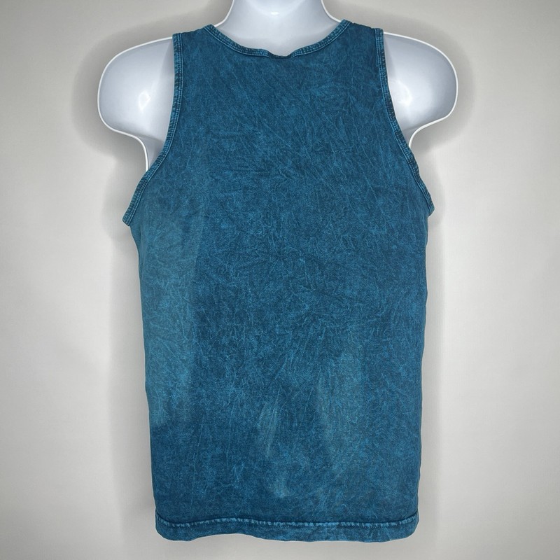 Vintage 80s Bay Side Blue Acid Wash Embroidered Fish Hawaiian Tank Top Size M gallery