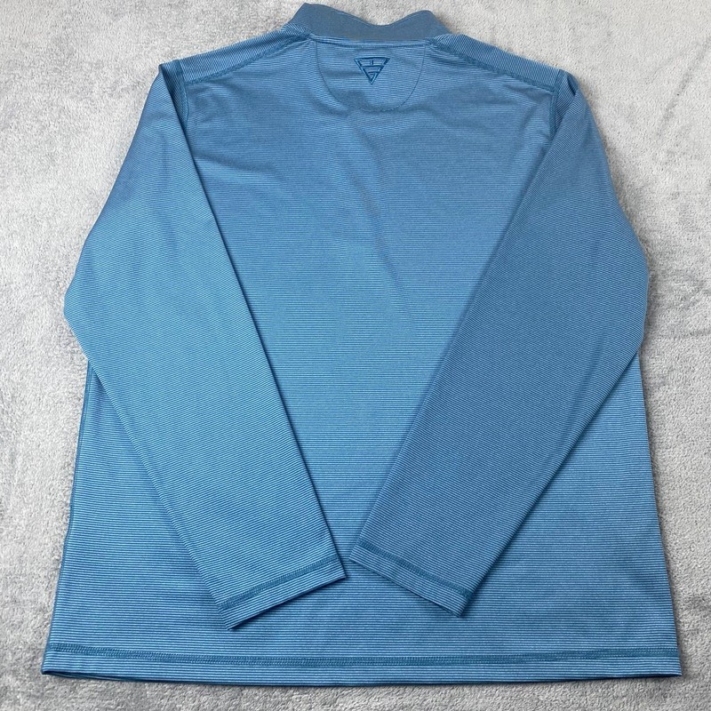Maelreg Mens Large Performance Pullover Blue Striped Quarter Zip Long Sleeve gallery
