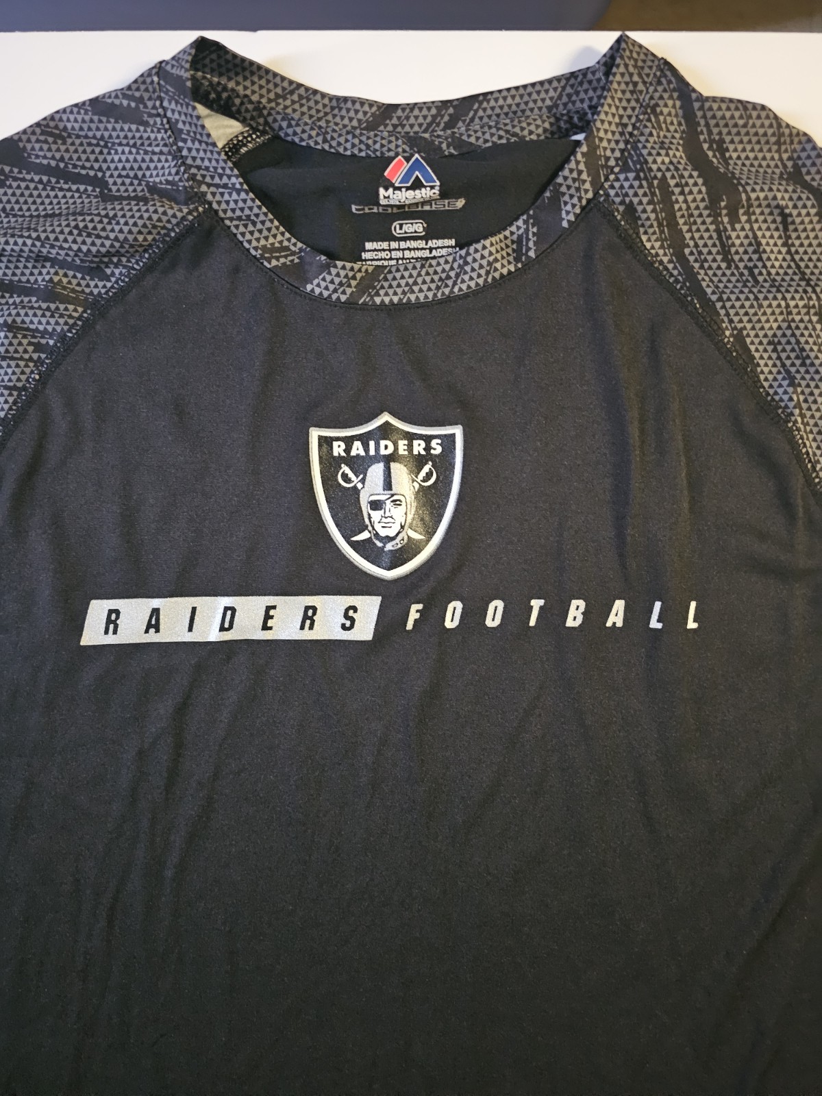 NFL Shirt Top Majestic Cool Base Raiders Football Long Sleeve Black Large gallery