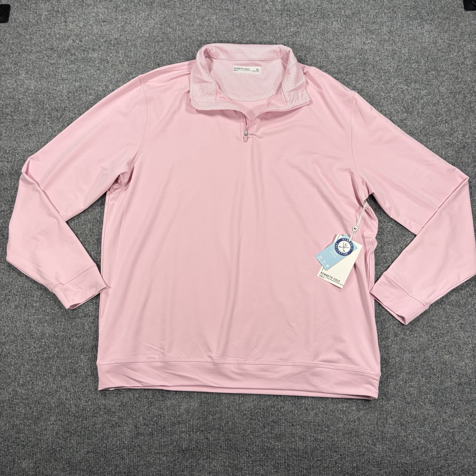 NWT Kenneth Cole Golf 1/4 Zip Pullover Mens XL Pink Stretch Wicking Performance gallery