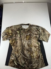Realtree Shirt Mens 2XL Brown Camo Short Sleeve Scent Control Hunting Tee Top