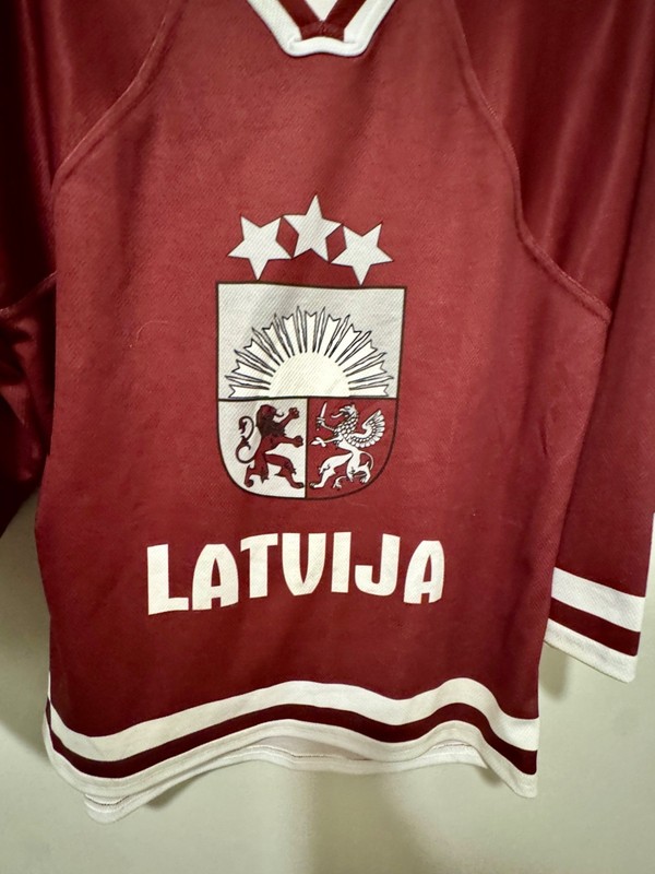 Latvija Hockey Jersey Youth 134/140 Maroon Long Sleeve Latvijas Federacija gallery