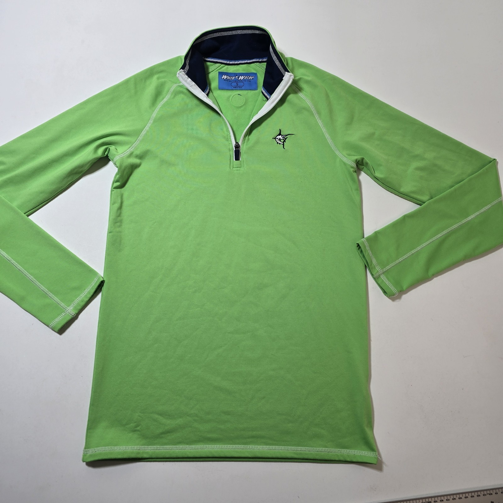 White Water 1/4 Zip Performance Pullover Men's Size Small Marlin Logo Green gallery