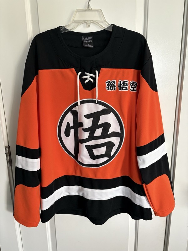 EUC MENS L LG BOX LUNCH DRAGON BALL Z SON GOKU #59 HOCKEY JERSEY TOP ANIME SEWN gallery