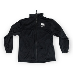 US OLYMPIC COMMITTEE FULL ZIP TRACK JACKET Black Olympic Embroidery Size L