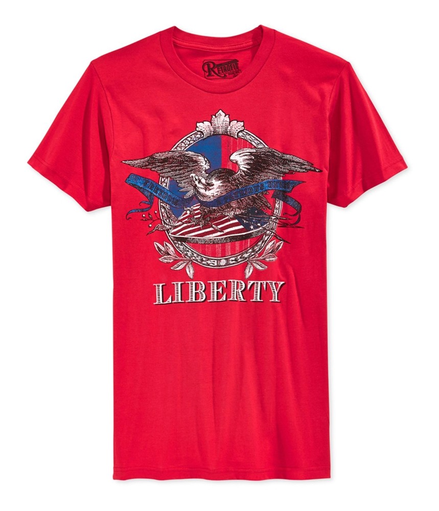 Retrofit Mens Eagle Liberty Graphic T-Shirt, Red, Small gallery