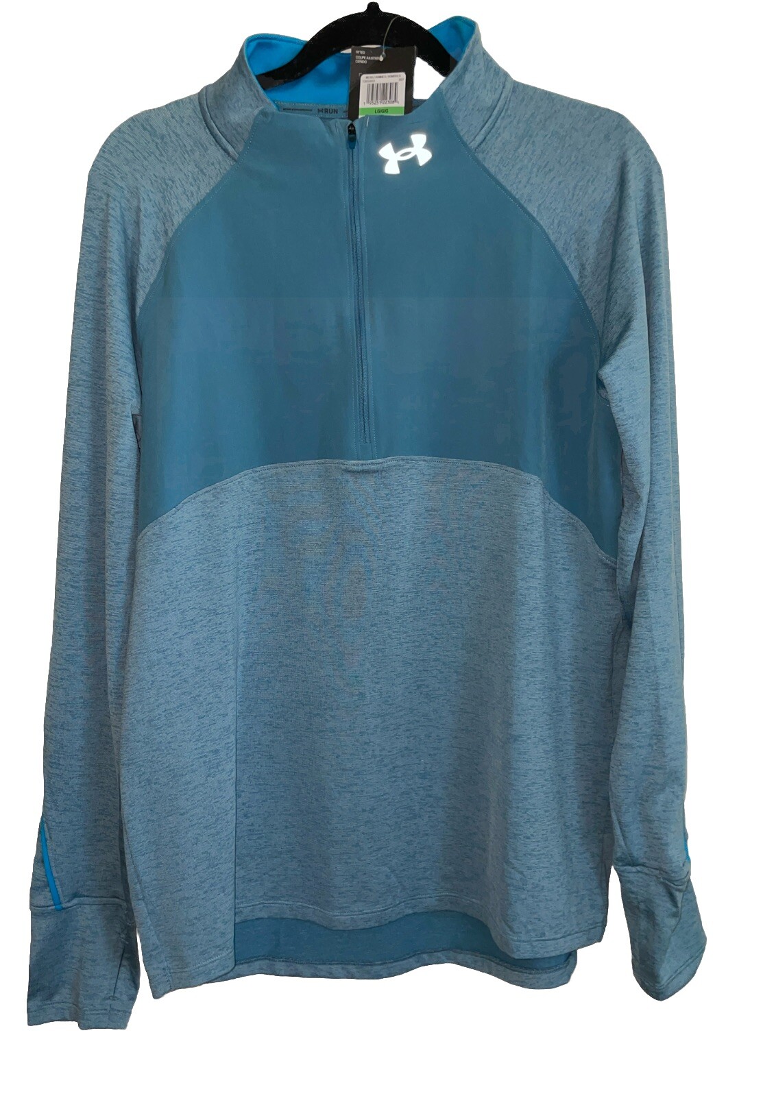 UNDER ARMOUR Mens Qualifier Run Half Zip Long Sleeve Teal 2-toned Top Sz L NWT gallery