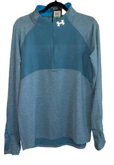 UNDER ARMOUR Mens Qualifier Run Half Zip Long Sleeve Teal 2-toned Top Sz L NWT