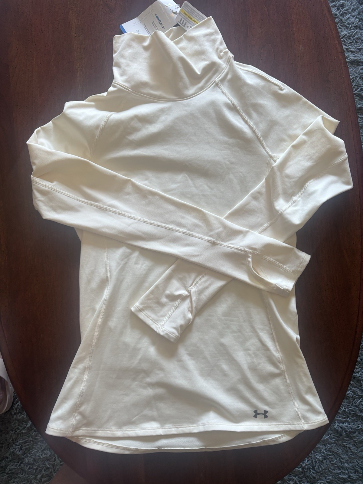 Under Armour ColdGear Compression Fitted Mock Neck Pullover Beige MD gallery
