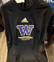 adidas Primeblue Men’s XL Black Washington Huskies Logo Crew Neck T-Shirt