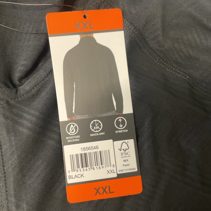 GERRY Mens Active Quarter Zip Regular Fit Pullover Shirt XXL Stretch BLACK Wicki gallery