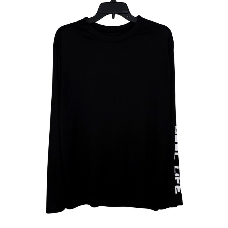 Reel Life Long Sleeve Performance Fishing Shirt Mens Large Black White Graphic gallery