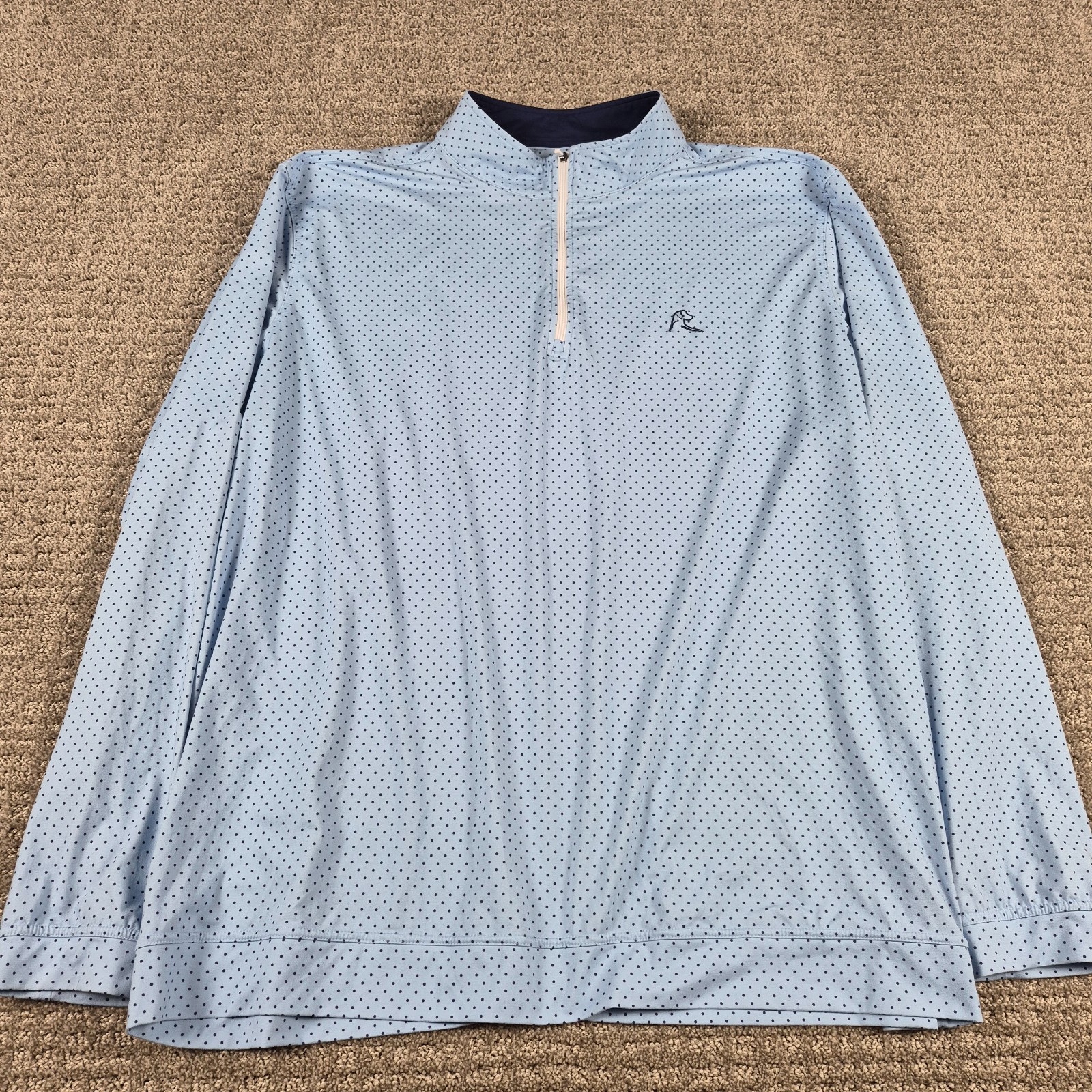 Rhoback Pullover Men 3XL 1/4 Q-Zip Pullover Performance Golf Blue Polka Dot gallery