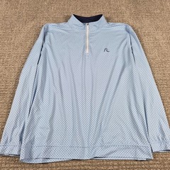 Rhoback Pullover Men 3XL 1/4 Q-Zip Pullover Performance Golf Blue Polka Dot