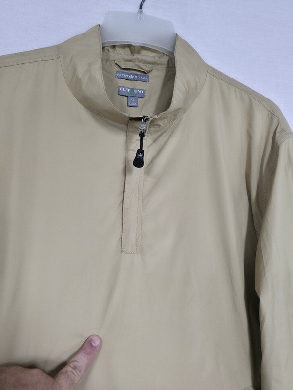 Peter Millar Element 4 Wind 1/4 Zip Pullover Golf Vented Jacket Khaki/Tan Sz XL gallery