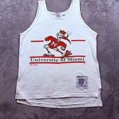 Vintage 90s University of Miami Hurricanes Tank Top Mens Medium White The Game