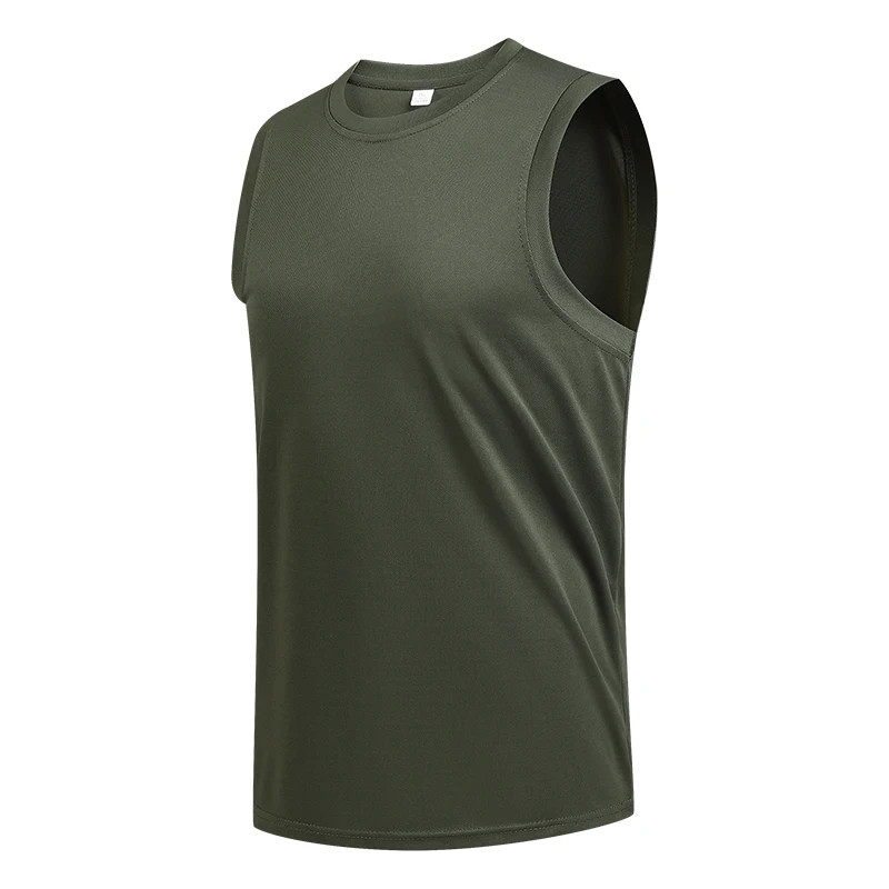 2025 Summer New Ice Silk Speed Drying T-shirt Tank Top Men's Round Neck Sports a gallery
