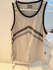 MENS ATHLETIC TANK TOP – SIZE SMALL – THREADS 4 THOUGHT – GRAY & BLACK