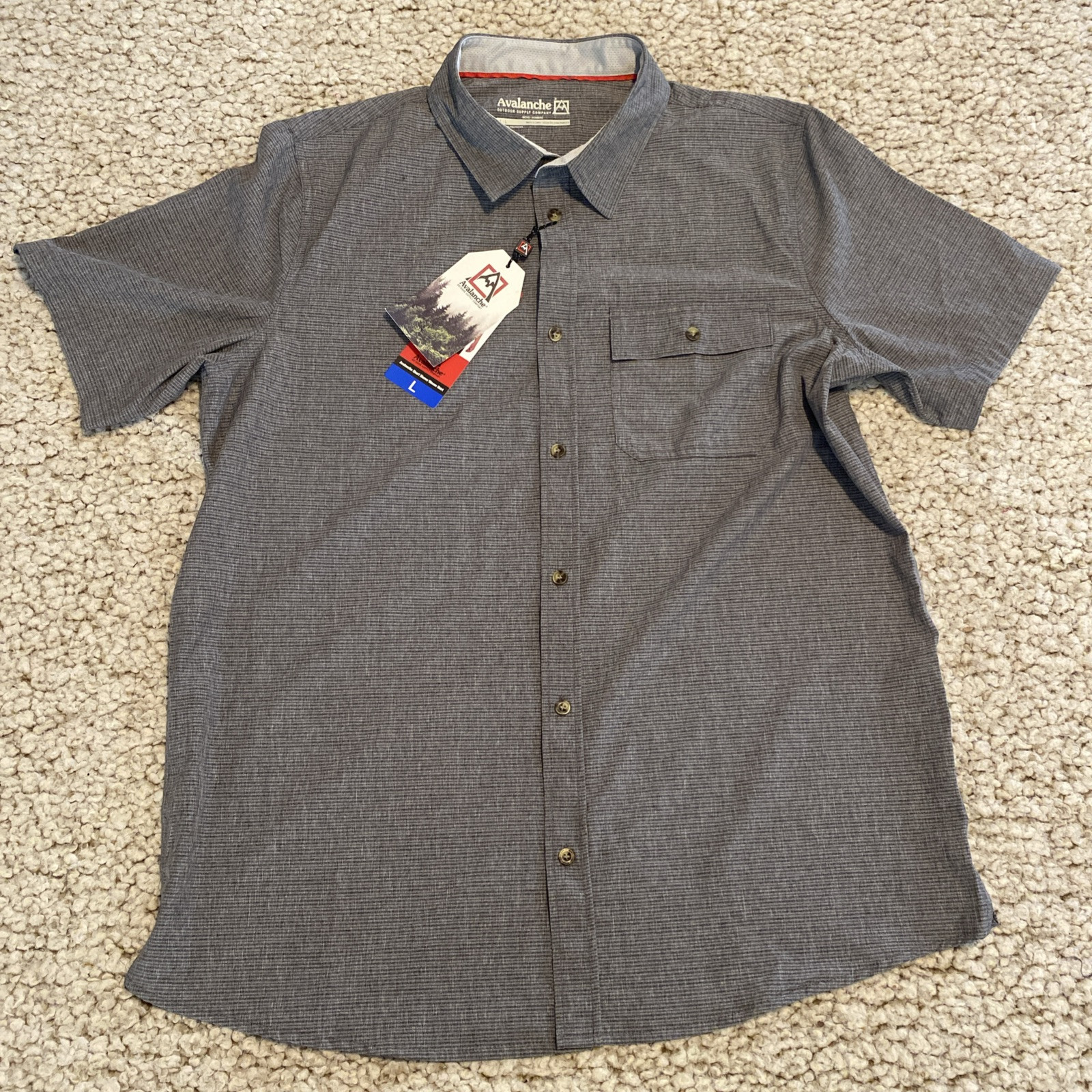Avalanches Men's Performance Short Sleeve Woven Shirt (Charcoal, L) gallery