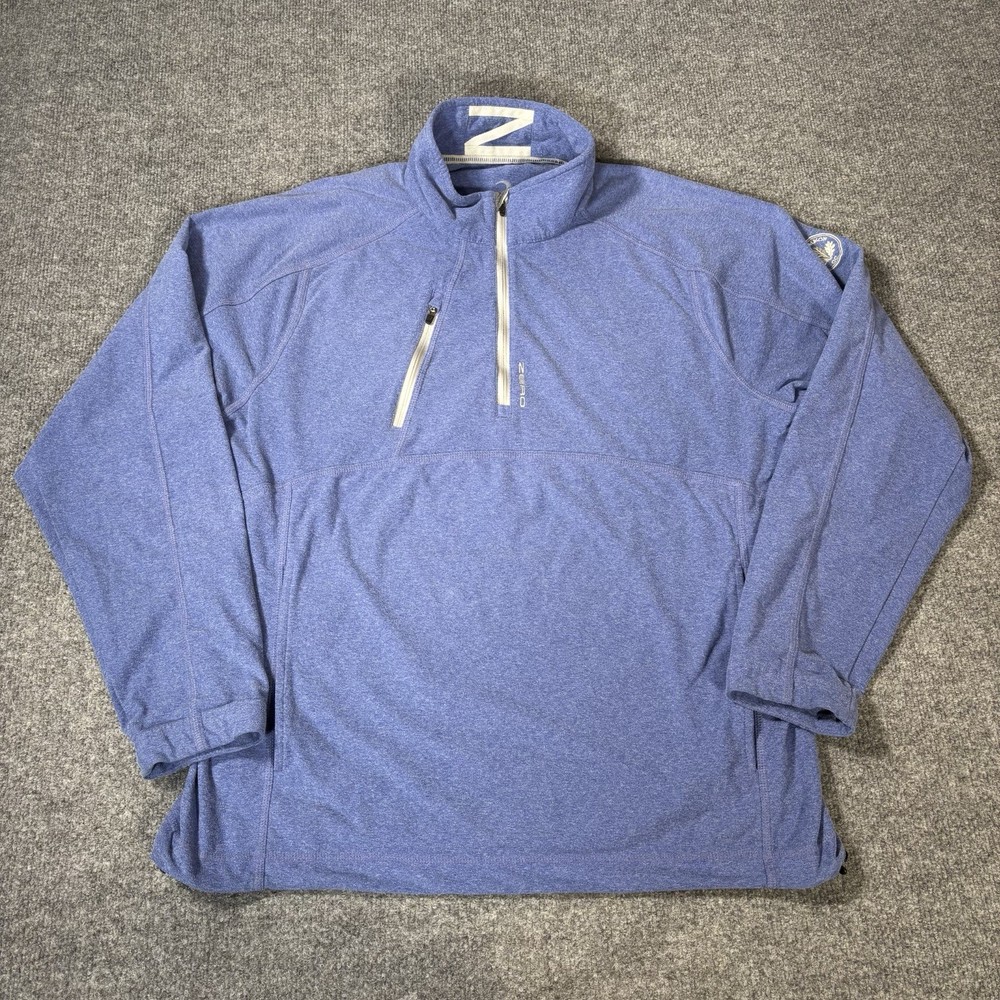 Zero Restriction Tour Series 1/4 Zip Pullover Mens Large Blue Fleece Stretch
