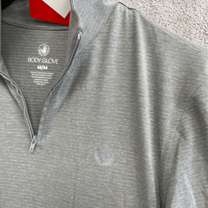NEW Body Glove Men's M Half-Zip Long Sleeve Sweatshirt Gray Mock Stretch gallery