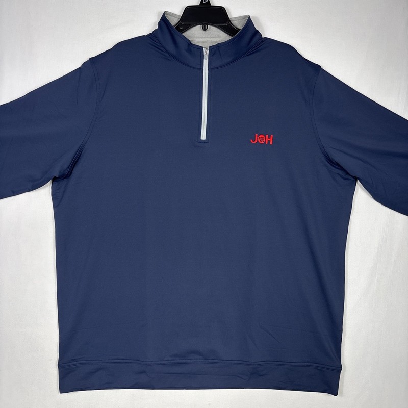 Peter Millar Perth Performance 1/4 Zip Men's 2XL Blue Pullover Golf Preppy NEW gallery