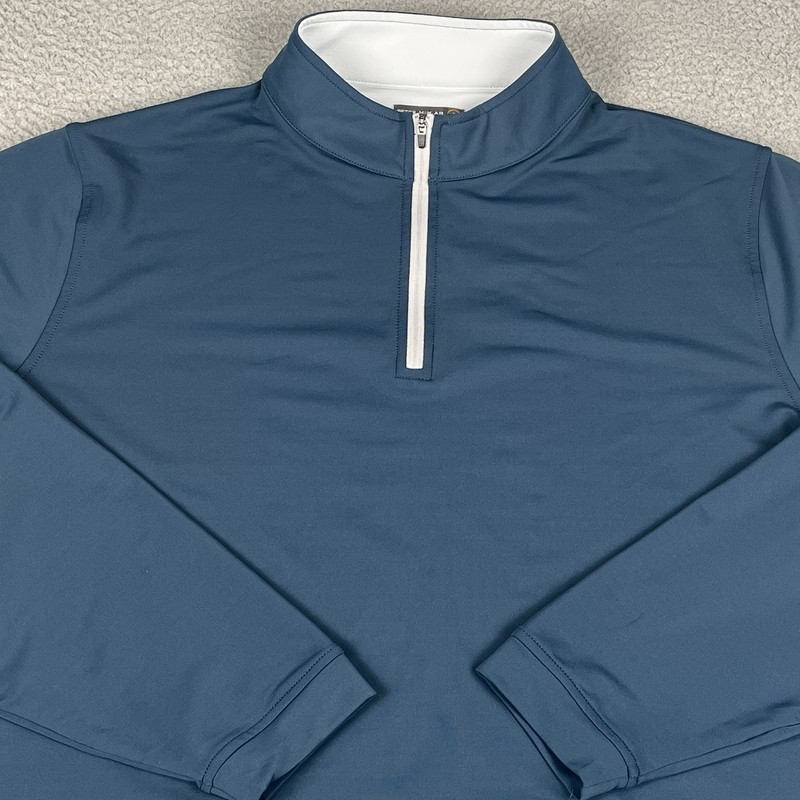 Peter Millar Pullover Mens XXL Blue Perth Stretch Performance Zip Golf Sweater gallery