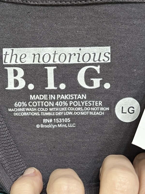 The Notorious B.I.G. BRIOOKLYN Longsleeve T-Shirt NEW W/TAGS Grey W/Grafic Front gallery