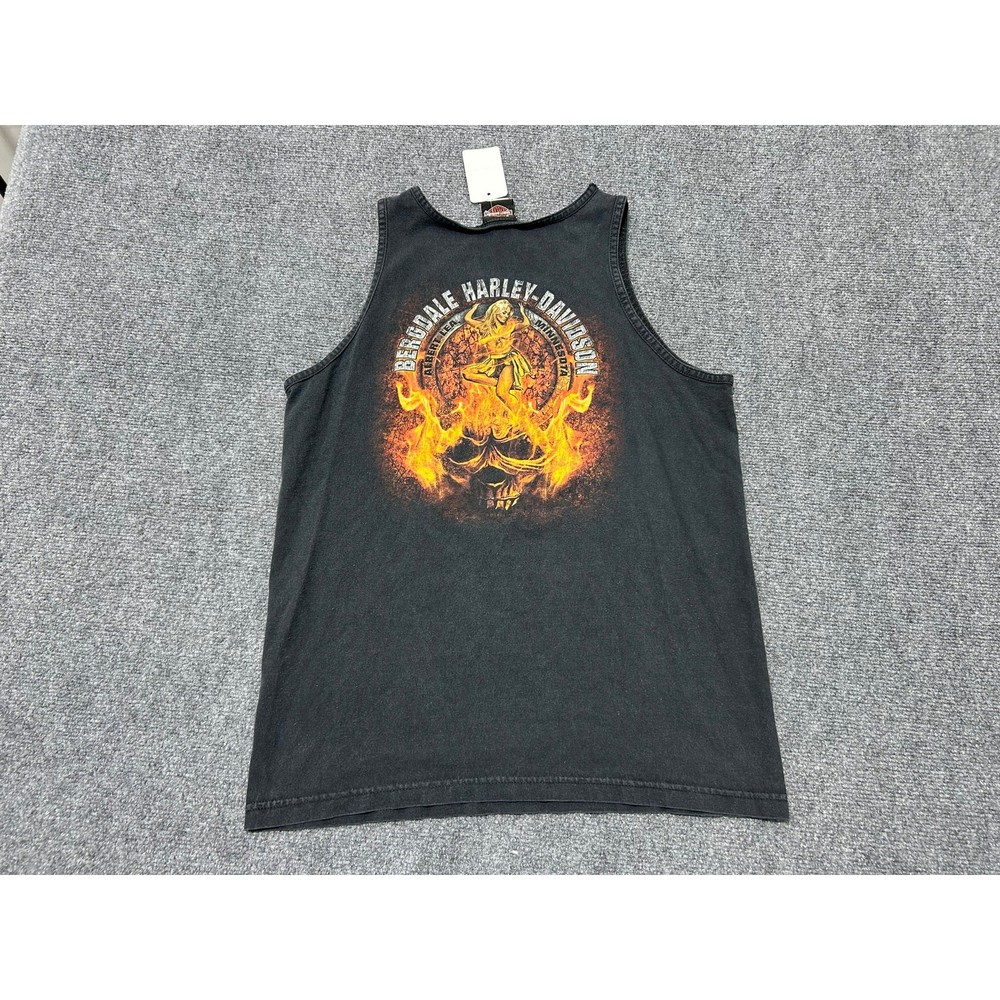 2015 Harley Davidson Skull With Helmet Tank Top - Black Size Medium