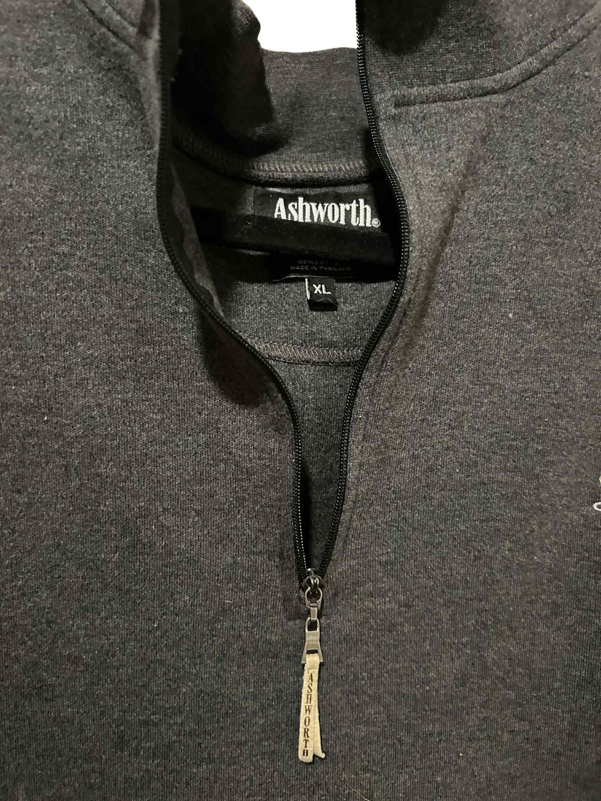 Ashworth performance quarter-zip pullover heather gray Mens XL Embroidered Logo gallery