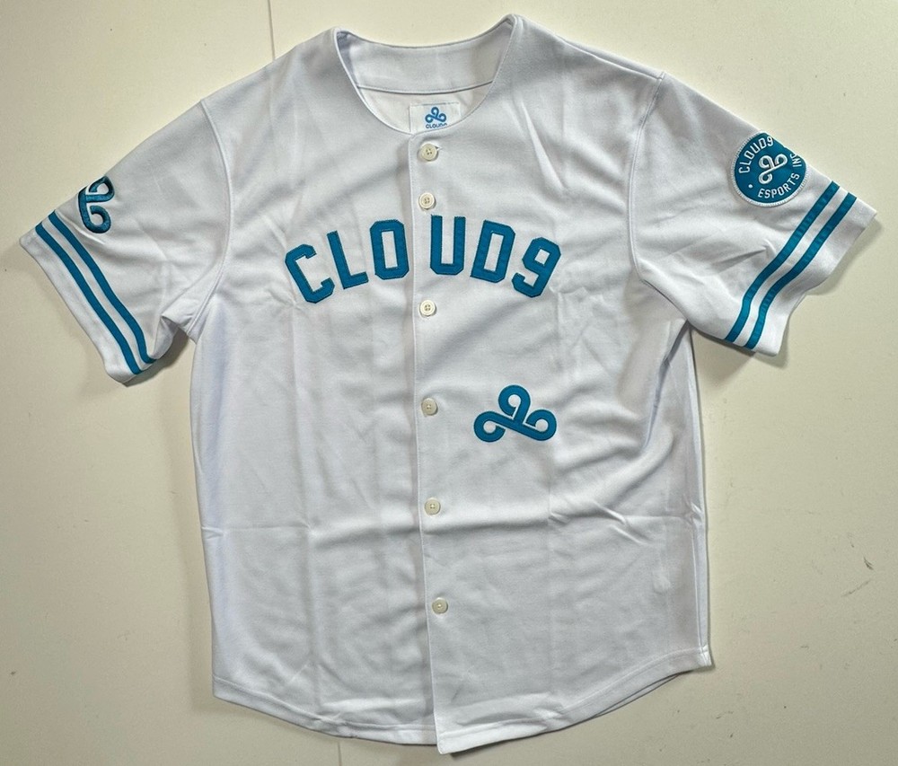RARE Cloud9 Stratus White Button Baseball Jersey - Adult Small - Esports Gaming