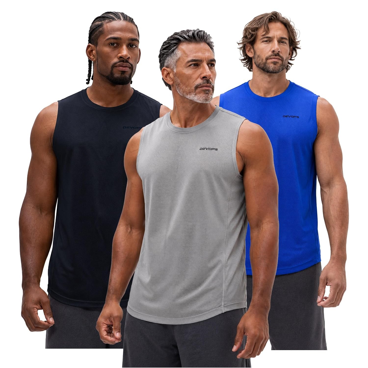 Men's Sleeveless Dry Fit Mesh Tank Top Muscle Shirts Gym Workout Devops Shirts gallery