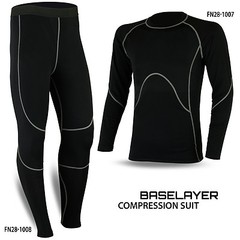 Mens Compression Thermal Base Layer Tights Shirt Under Suit Pant Black