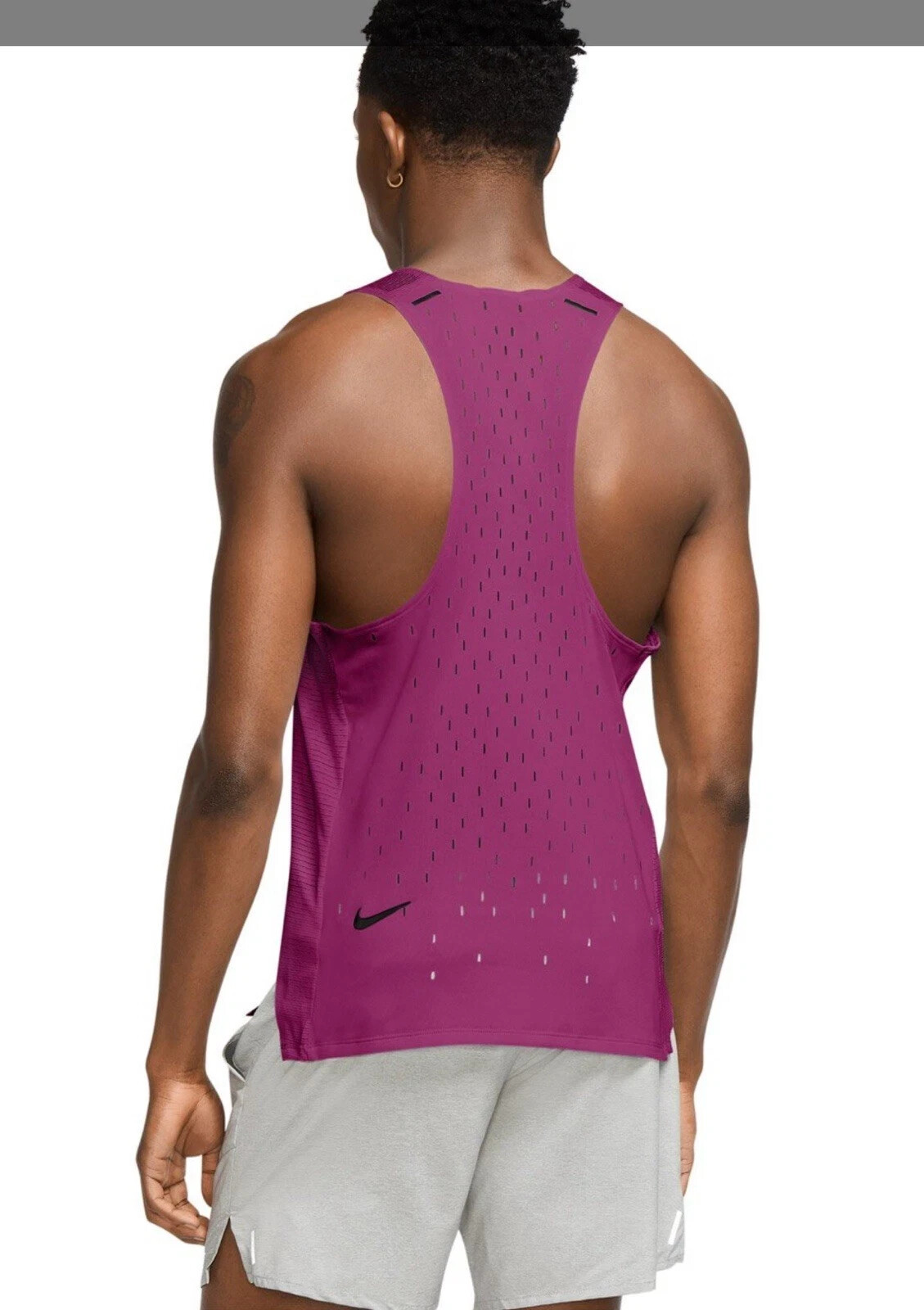 Nike Men’s sz S Run division Tank Top Singlet CU5542-564 Fuschia Black Running gallery