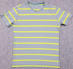 Lululemon Shirt Mens Small Gray Yellow Stripe Athleisure Workout Colorful Sports