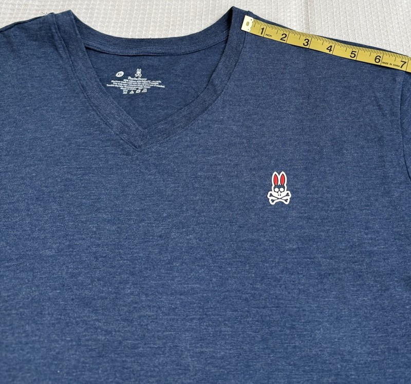 Psycho Bunny Shirt Mens XL Blue V-Neck Short Sleeve Stretch Casual Tee gallery