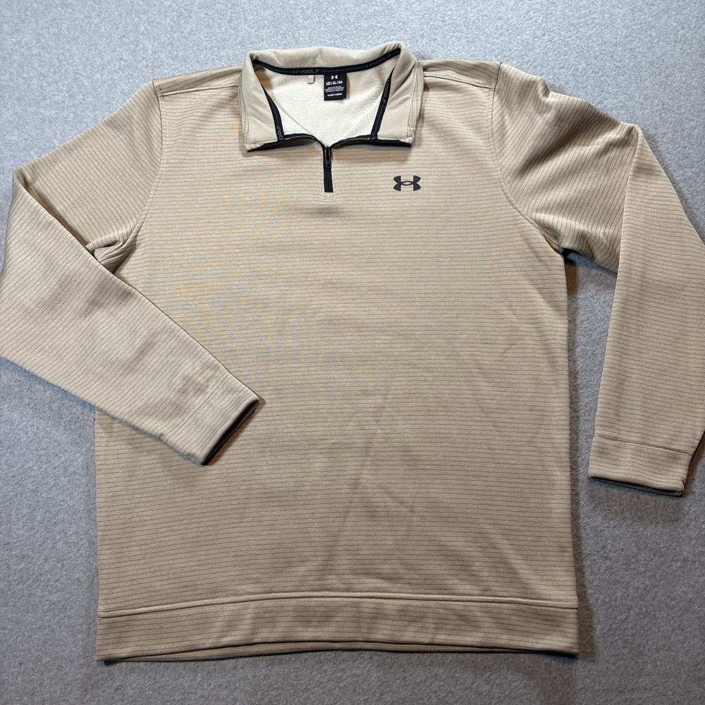 Under Armor Golf Men’s Beige Pullover Quarter Zip Sz Large Tall Storm Preppy