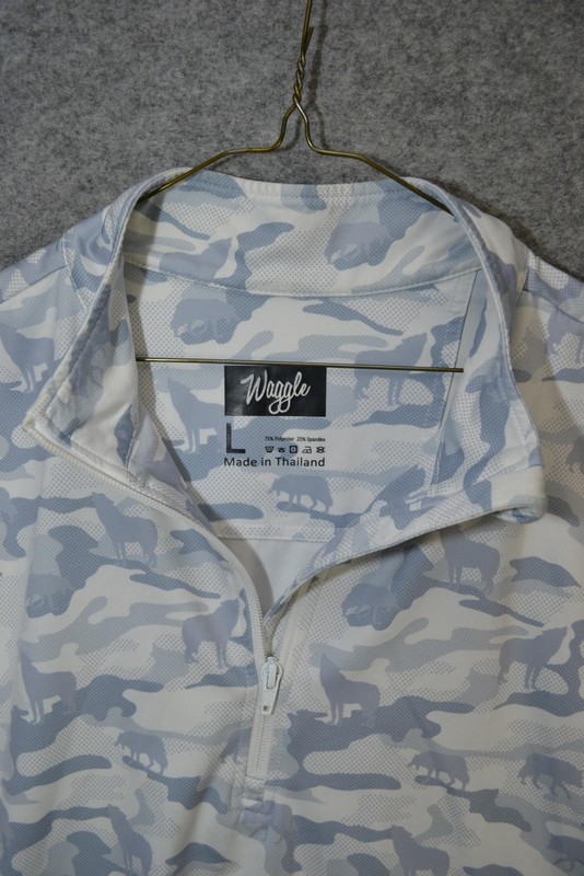 Waggle Pullover Mens Large White Gray Camo Quarter Zip Golf Mock Neck Stretch gallery