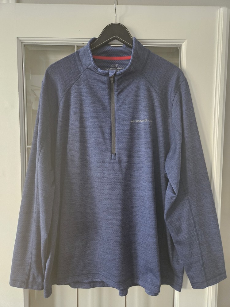 Vineyard Vines Performance Quarter Zip Athletic Pullover Shirt Men XXL Blue EUC