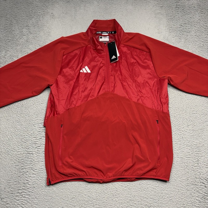 Adidas 1/4 Zip Sideline Pullover Windbreaker Men Medium Red Aeroready HS1290 gallery